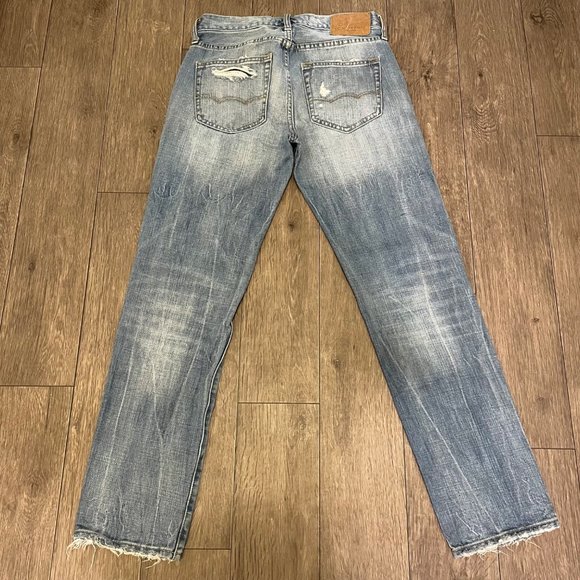 American Eagle Men's Jeans Size 28x32 Slim Starlight Distressed Blue Jeans Denim - Picture 2 of 8